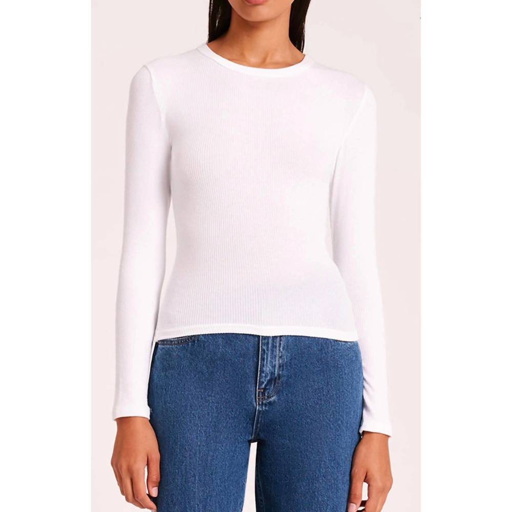 NEW NUDE LUCY women's organic rib top in white
